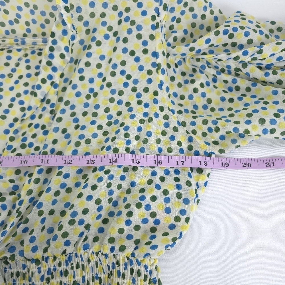 Gracia Silk Cotton Blend Gathered Waist Polkadot Light weight Blouse Small - Picture 9 of 11